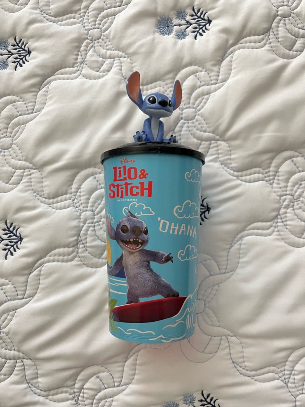 Disney Blue Lilo & Stitch Character Cup with 3D Stitch Topper